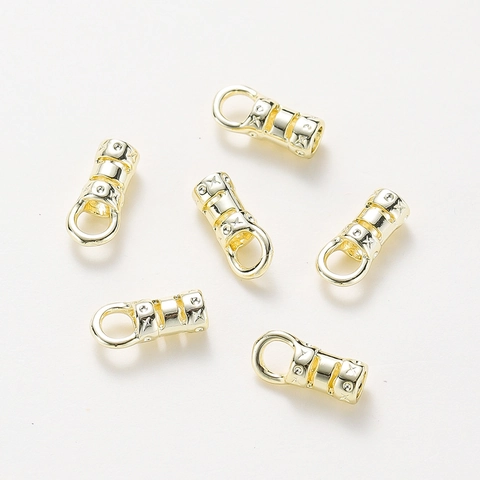 Copper Gold Plated Star Engraved Cord End Caps Universal Jewelry Connectors For DIY Necklace Bracelet Making Findings
