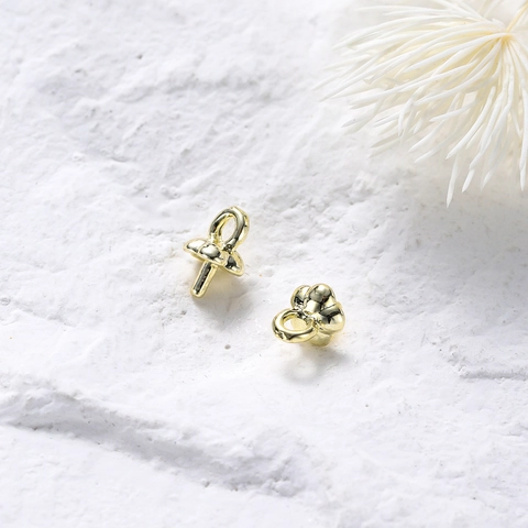 Copper Real Gold Plated Artificial Pearl Peg Bails Floral Pumpkin Pendant Pins For DIY Jewelry Making Findings Handcrafted Accessories