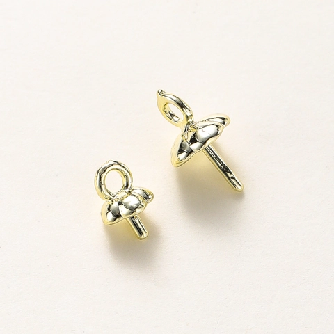 Copper Real Gold Plated Artificial Pearl Peg Bails Floral Pumpkin Pendant Pins For DIY Jewelry Making Findings Handcrafted Accessories