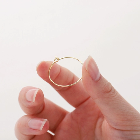 Real Gold Plated Copper Hoop Earring Findings Round Circle Beaded Loop Connectors For DIY Jewelry Making Accessories Components For Women