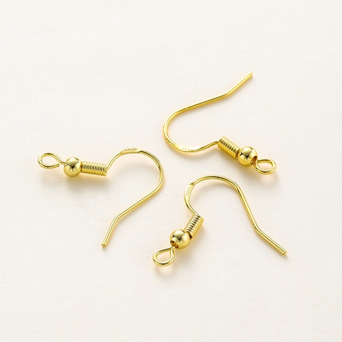 925 Sterling Silver Earring Hooks Gold Plated Copper Earwires DIY Jewelry Making Findings Fish Hook Hooks With Beads