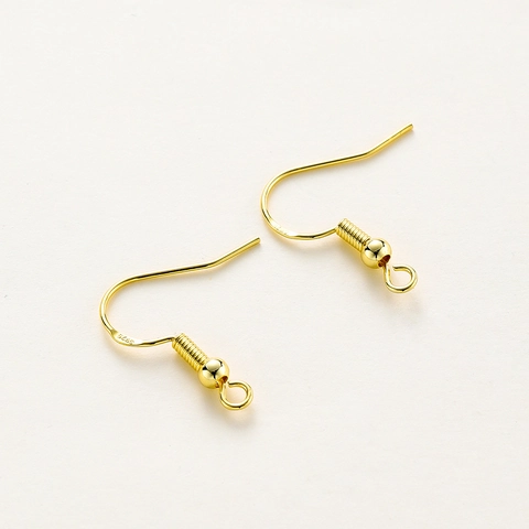 925 Sterling Silver Earring Hooks Gold Plated Copper Earwires DIY Jewelry Making Findings Fish Hook Hooks With Beads