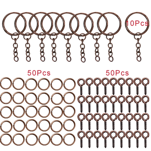 Kit de Fabrication de Porte-clés DIY Anneaux de Clés en Fer Métal Avec Anneaux de Jonction Ouverts et Pitons à Vis pour Bijoux Faits Main