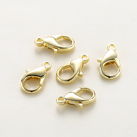 Copper Real Gold Plated Lobster Clasps For DIY Jewelry Making Findings Necklace Bracelet Connector Accessories High Quality
