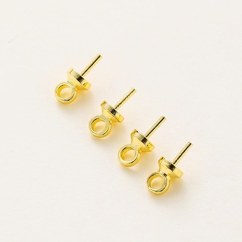 Gold Plated Copper Artificial Pearl Cup Peg Bail Eye Pin Pendant Connectors For DIY Jewelry Making Findings Components Craft Accessories