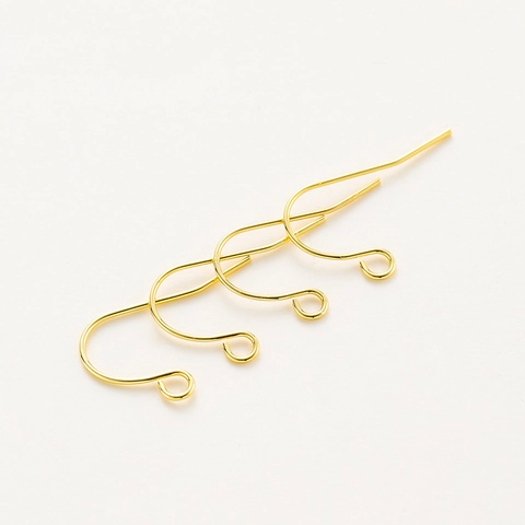 Ganchos para Pendientes de Latón Chapados en Oro Accesorios para Creación DIY Ganchos con Bucle para Joyería Artesanal