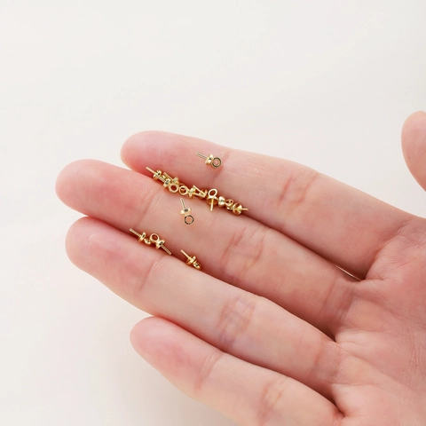 Gold Plated Copper Artificial Pearl Cup Peg Bail Eye Pin Pendant Connectors For DIY Jewelry Making Findings Components Craft Accessories