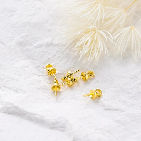 Copper Gold Plated Pearl Peg Bail Cap Pendant Cup For DIY Jewelry Making Findings Accessory Flower Petal Tray
