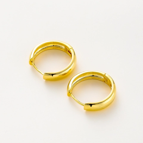 Minimalist 14K Gold Plated Copper Hoop Earrings Geometric Smooth Round Ear Buckle For Women DIY Jewelry Making Findings