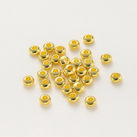 Perles d'Espacement Rondelle en Cuivre Plaqué Or Perles en Métal Abaque Résistantes au Ternissement pour Fabrication de Bijoux