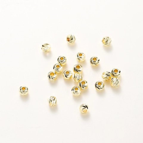 Perles d'Espacement en Cuivre Rondes Facettées Résistantes au Ternissement pour Création Bijoux DIY Plaqué Or Platine Géométrique