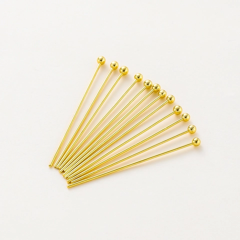 Gold Plated Copper Ball Head Pins For DIY Jewelry Making Findings Accessories High Quality Metallic Straight Head Pins