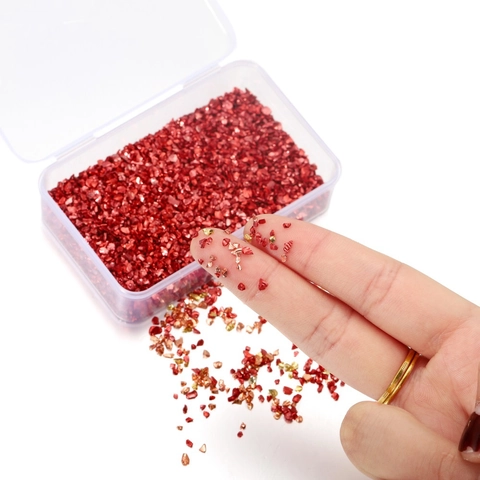 Unregelmäßige Glas Schotter Set Für DIY Handwerk Nagelkunst Dekoration Metallische Farben Boxed Glas Sand Epoxidharz Füllstoffe
