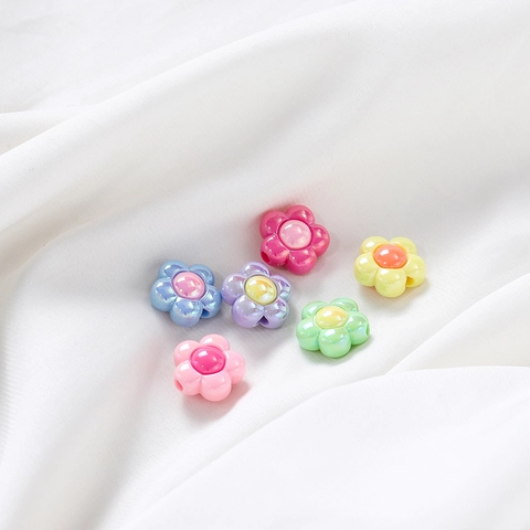 Perline a Forma di Fiore in Acrilico per Creazione di Gioielli Fai-da-te Iridescenti Pastello Perline Distanziatrici a Fiore