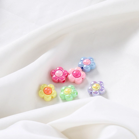 Perline a Forma di Fiore in Acrilico per Creazione di Gioielli Fai-da-te Iridescenti Pastello Perline Distanziatrici a Fiore