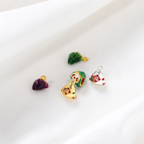 Alloy Enamel Zongzi Rice Dumpling Charms Fortune Character Smiling Face Pendants For Handmade DIY Jewelry Making Accessories