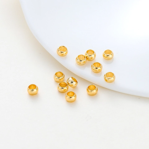 Gold Plated Copper Crimp Beads DIY Jewelry Making Stopper Beads For Bracelets Necklaces High Quality Color Retention Findings