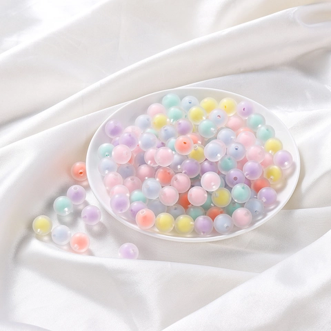 Macaron Acryl Ronde Kralen Gematteerd Iriseerend Transparant Kleurrijke Kern DIY Sieraden Maken Knutselbenodigdheden Accessoires