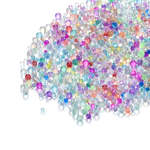 Iridescent Glass Bubble Beads No Hole Round Glass Bubbles AB Color For DIY Jewelry Making Nail Art Decorations Craft Materials