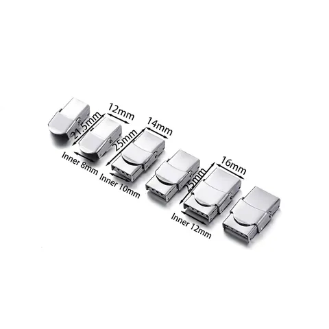 Stainless Steel Watch Folding Clasp Double Press Deployment Buckle For DIY Watch Strap Bracelet Connection Accessories Polished Silver Tone Watch Repair Parts