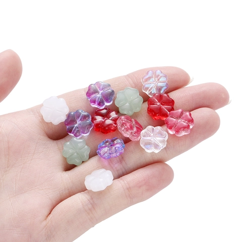 Cuentas de Vidrio con Forma de Flor de Trébol para Bricolage Pulsera Collar Joyería Cuentas Sueltas de Colores