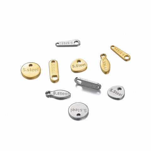 Polished Stainless Steel Round Oval Triangle Metal Tags For DIY Jewelry Making Gold Silver Blank Pendants For Customized Designs