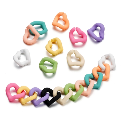 Connettori per Maglie di Catena Aperte a Forma di Cuore in Acrilico per Fai da Te Catena Cellulare Borsa Macaron Finitura Opaca Accessori Gioielli