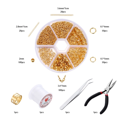 Herramientas de Joyería de Cobre Chapado en Oro Con Alicates Pinzas Hilo de Cristal Anillos Cadena de Extensión DIY