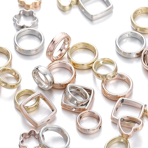CCB Plastic Heart Flower Square Oval Bead Frames For DIY Jewelry Making Handmade Bracelet Necklace Plated Hollow Spacer Beads