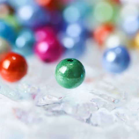 Perles Laser Réfléchissantes Colorées pour la Fabrication de Bijoux DIY Perles Rondes en Résine Acrylique avec Trou Passant