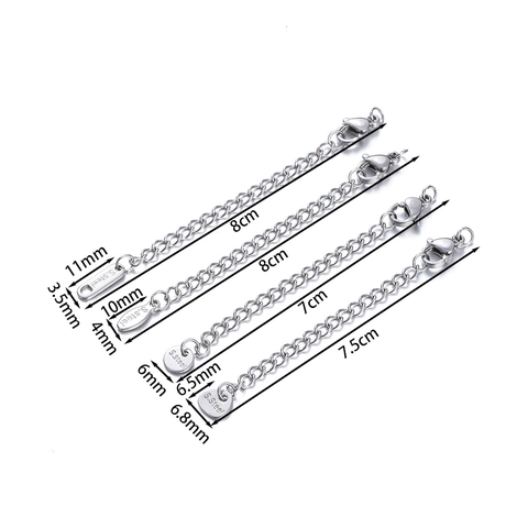 Stainless Steel Extension Chain With Lobster Clasp For Jewelry Making DIY Handcraft Gold Silver Extender For Necklace Bracelet