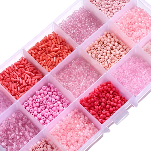 DIY Jewelry Making Glass Seed Beads Kit Multi Grids Colorful Round Bugle Beads For Bracelet Necklace Handmade Accessories