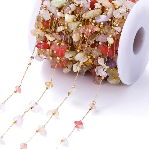 Bohemian Natural Stone Copper Square Bead Chain For DIY Jewelry Making Accessories Bracelet Necklace Crafting Supplies