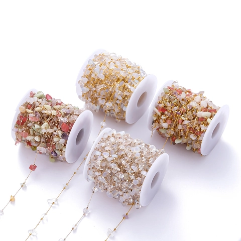 Bohemian Natural Stone Copper Square Bead Chain For DIY Jewelry Making Accessories Bracelet Necklace Crafting Supplies