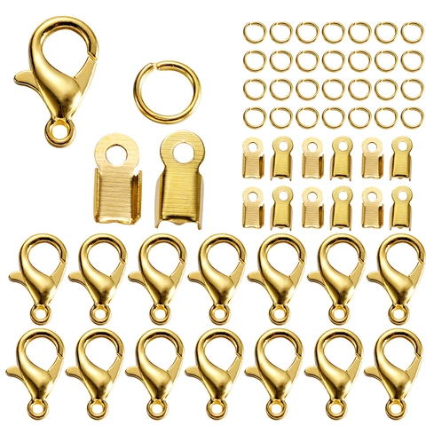 DIY Jewelry Making Accessory Set Alloy Lobster Clasps Open Jump Rings And Cord End Caps For Necklace Bracelet Crafting