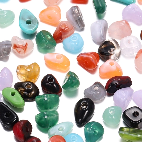 Colorful Perforated Glass Beads Irregular Imitation Jade Crushed Stone DIY Bracelet Necklace Jewelry Making Material Accessories