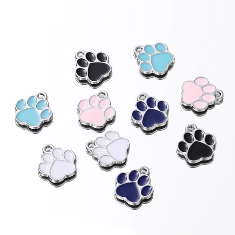 Alloy Enamel Bear Paw Print Pendant Animal Claw Charms For DIY Jewelry Making Bracelet Necklace Accessories
