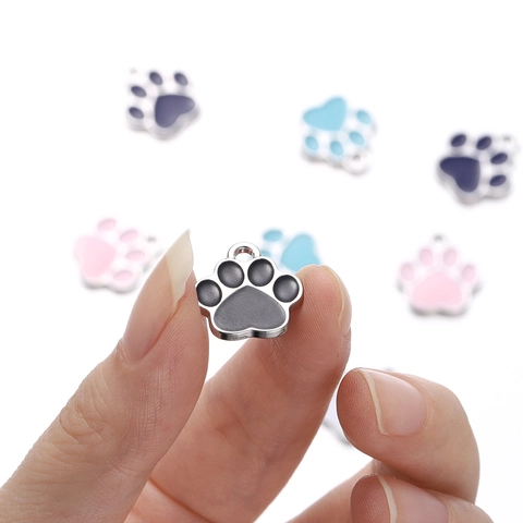 Alloy Enamel Bear Paw Print Pendant Animal Claw Charms For DIY Jewelry Making Bracelet Necklace Accessories