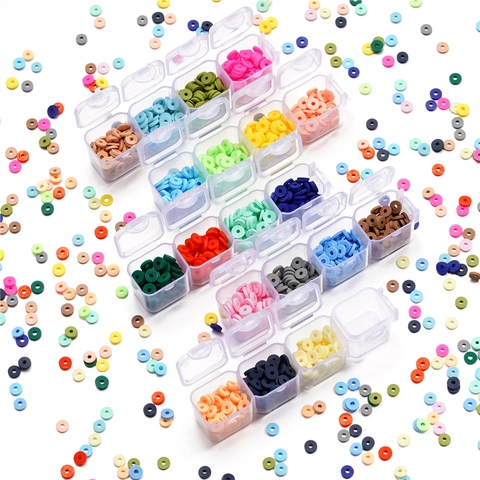 Perles Heishi en Pâte Polymère Multicolore Rondes Plates Perles d'Espacement pour DIY Bracelet Collier Bijoux Artisanat
