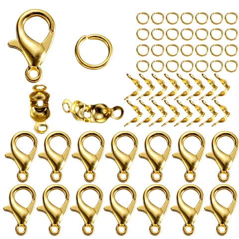 DIY Jewelry Making Findings Set Zinc Alloy Iron Lobster Clasps Open Jump Rings Crimp Bead Tips Electroplated Jewelry Connectors For Necklace Bracelet Handcrafted Accessories