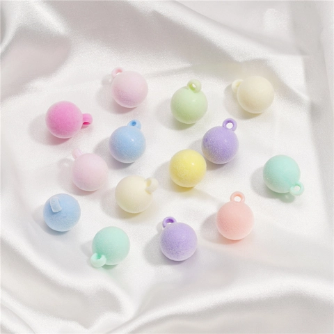 Χάντρες Μενταγιόν Flocking Macaron Στρογγυλές Με Ενσωματωμένη Θηλιά Για DIY Αλυσίδα Τηλεφώνου Υλικό Κατασκευής Κοσμημάτων