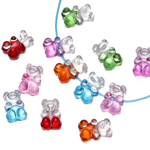 Perline Orsetto in Acrilico Sfumato Bicolore a Forma di Animale Cartone Animato per Creazione Gioielli Collana Bracciale Portachiavi Fatto a Mano DIY