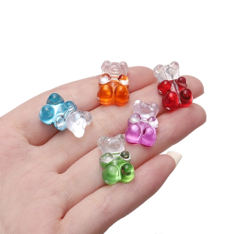 Perline Orsetto in Acrilico Sfumato Bicolore a Forma di Animale Cartone Animato per Creazione Gioielli Collana Bracciale Portachiavi Fatto a Mano DIY