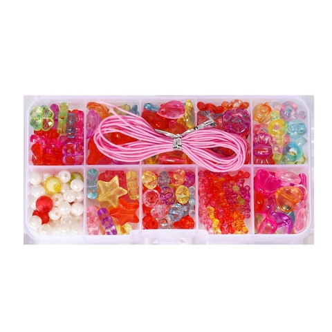 DIY Jewelry Making Beads Kit For Girls Acrylic Colorful Heart Star Flower Beads With Case Educational Handmade Craft
