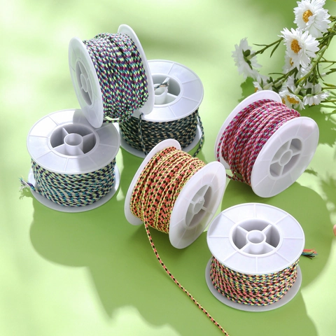 Variegated Braided Cord For DIY Bracelet Jewelry Making Non Elastic Wear Resistant Hand Weaving Tassel Thread Craft Line