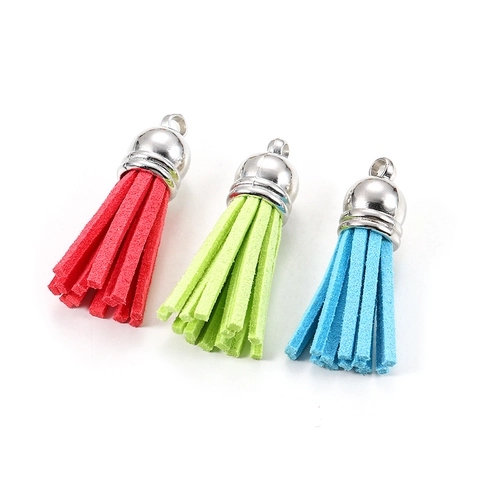 Artificial Leather Suede Tassel Pendants With Alloy Caps For DIY Jewelry Making Necklace Earring Keychain Accessories