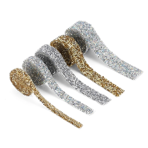 Self Adhesive Resin Rhinestone Ribbon Sparkling Crystal Trim For DIY Wedding Dress Belt Phone Case Decoration Jewelry Making Trims