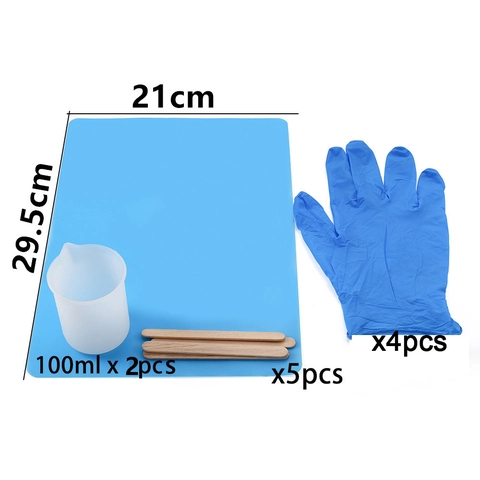 DIY Σετ Εργαλείων Χύτευσης Ρητίνης Με Σιλικόνη Χαλάκι Μεζούρες Ξύλινες Ράβδους Ανάδευσης Και Γάντια Για Κοσμήματα