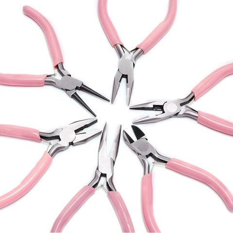 Jewelry DIY Tool Pliers Pink Handle Manual Precision Pliers For Handmade Jewelry Making Carbon Steel Mini Pliers Tool