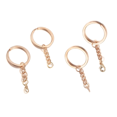 Metal Split Key Rings With Chain Lobster Clasp Eye Screw DIY Craft Jewelry Making Findings Keychain Accessories Hardware